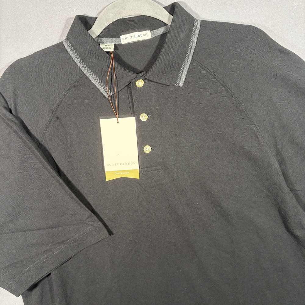 Cutter & Buck Polo Shirt Black Absolut Logo Medium Classic Preppy 90s Vibe